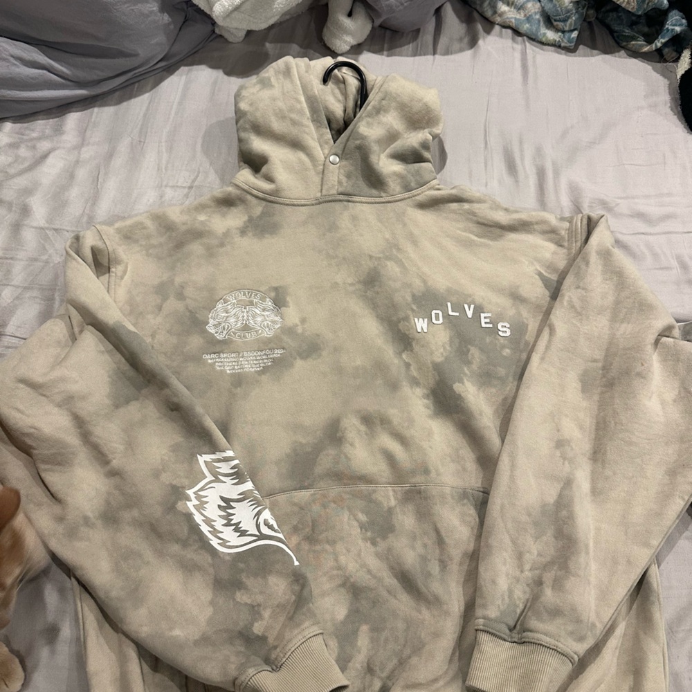 Wolves Graphic Hoodie - Beige Tie-Dye
